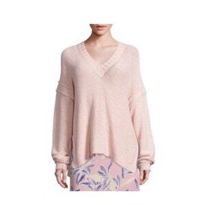 See By Chloé Oversized V-Neck Pullover Sweater Pink Cotton/Nylon M boho